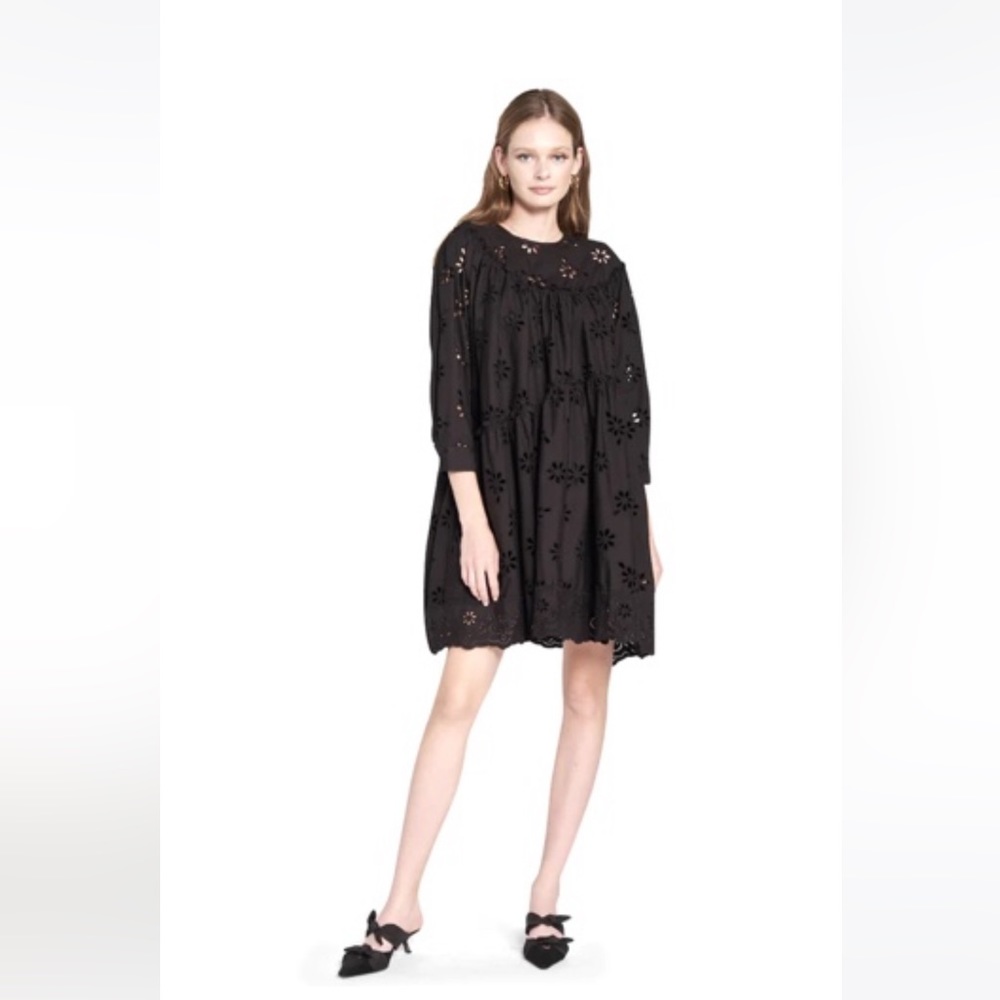 En Saison black eyelet mini dress NWT